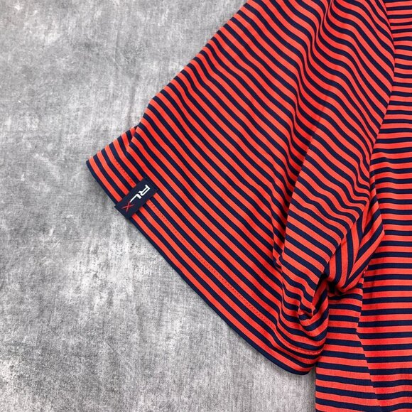 RLX Ralph Lauren Shirt Men XLarge Blue Red Stripe Polo Golf Sport - Picture 3 of 10